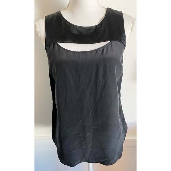 Elizabeth and James Tops - Elizabeth and James • Black Cutout Satin Tank Top